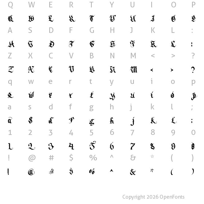 Character Map of Darksoul Regular