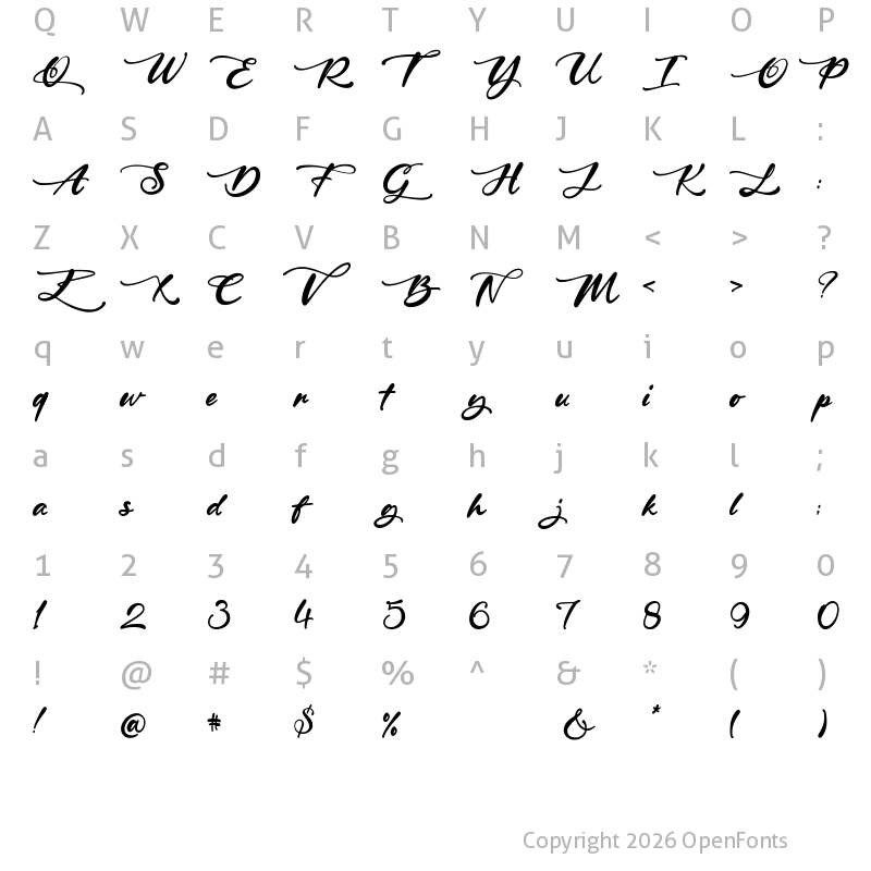 Character Map of Darling in Paris Regular