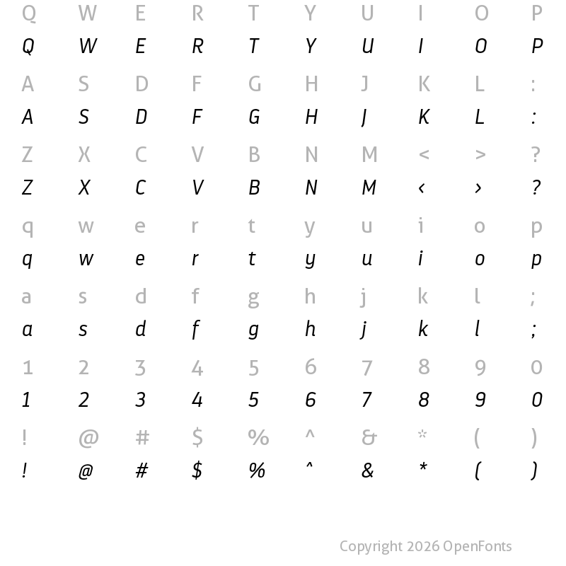 Character Map of Darwin Pro Light It