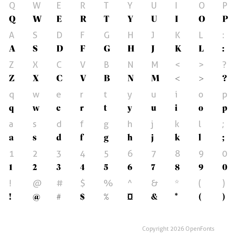 Character Map of Dashiell Fine X-Bold