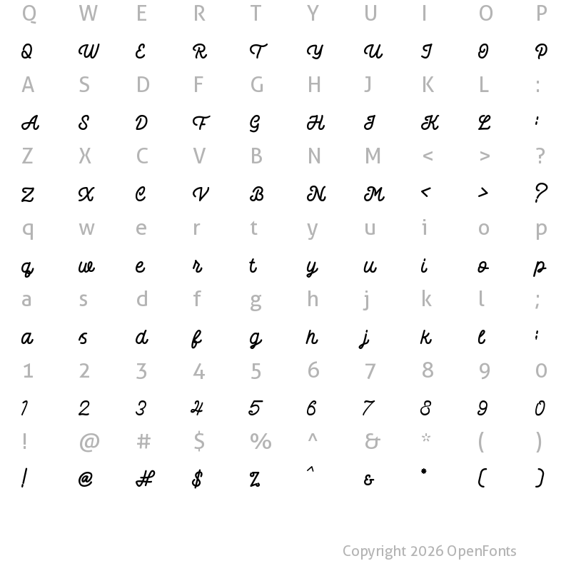 Character Map of Dattge Hurty Regular