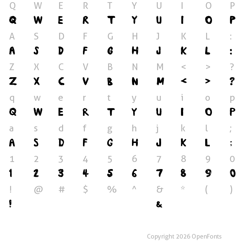 Character Map of daub Regular