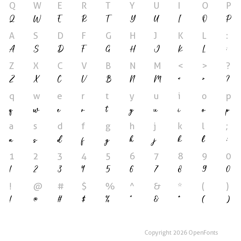Character Map of Davina Regular