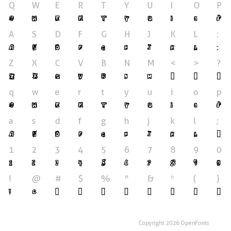 Character Map of Dawg Box Regular
