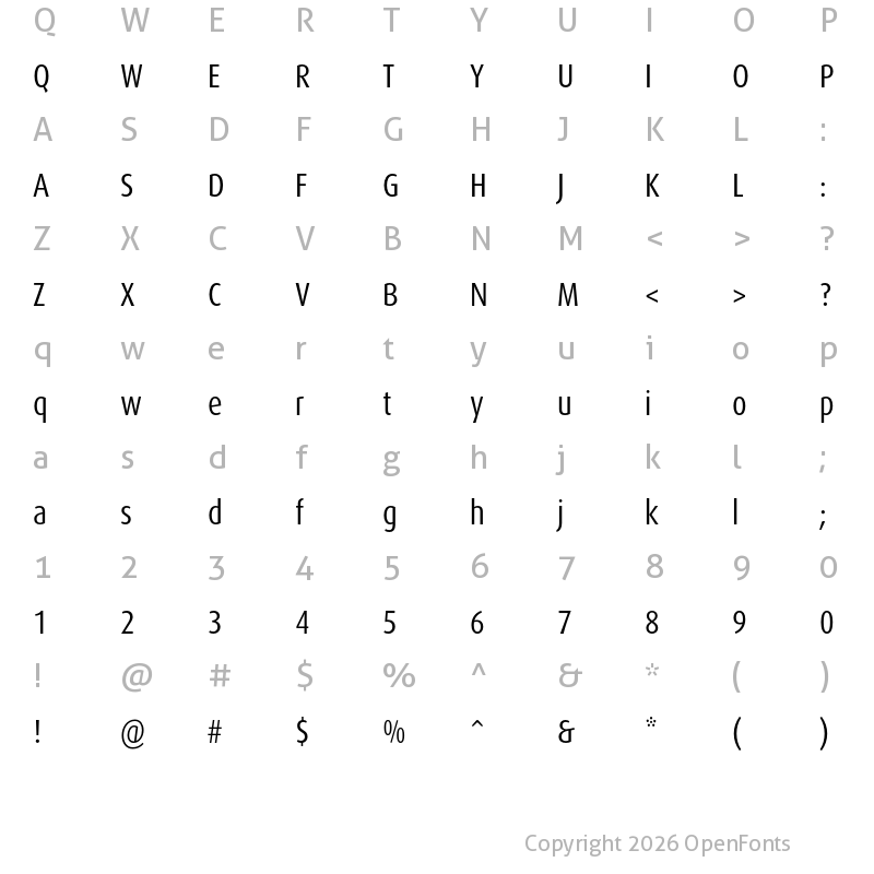 Character Map of Dax Pro Cond Regular