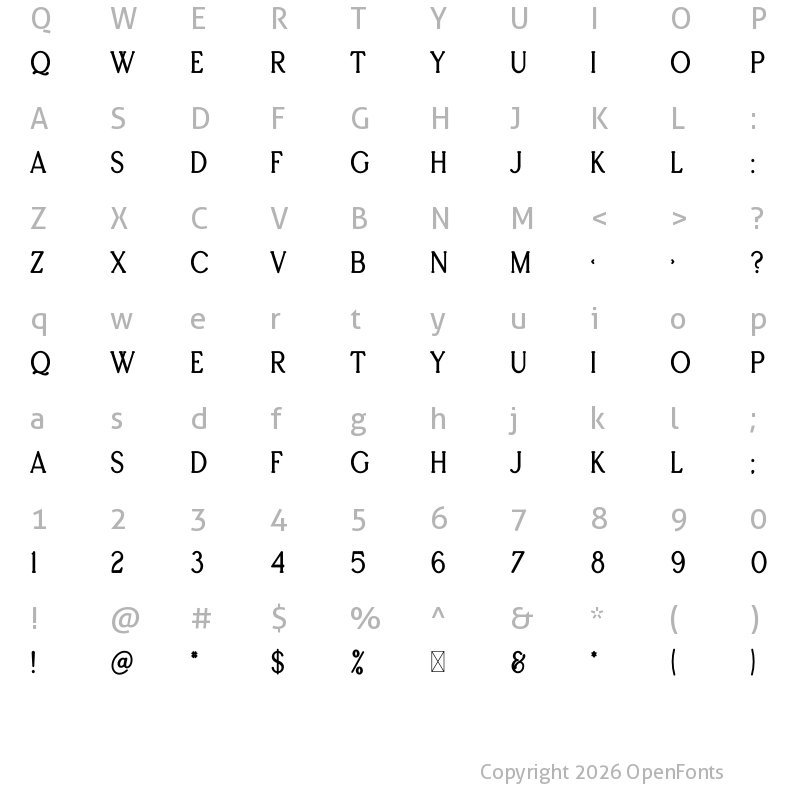 Character Map of Daxton Regular