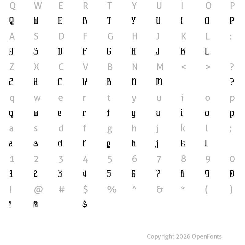 Character Map of Daybreaker Regular
