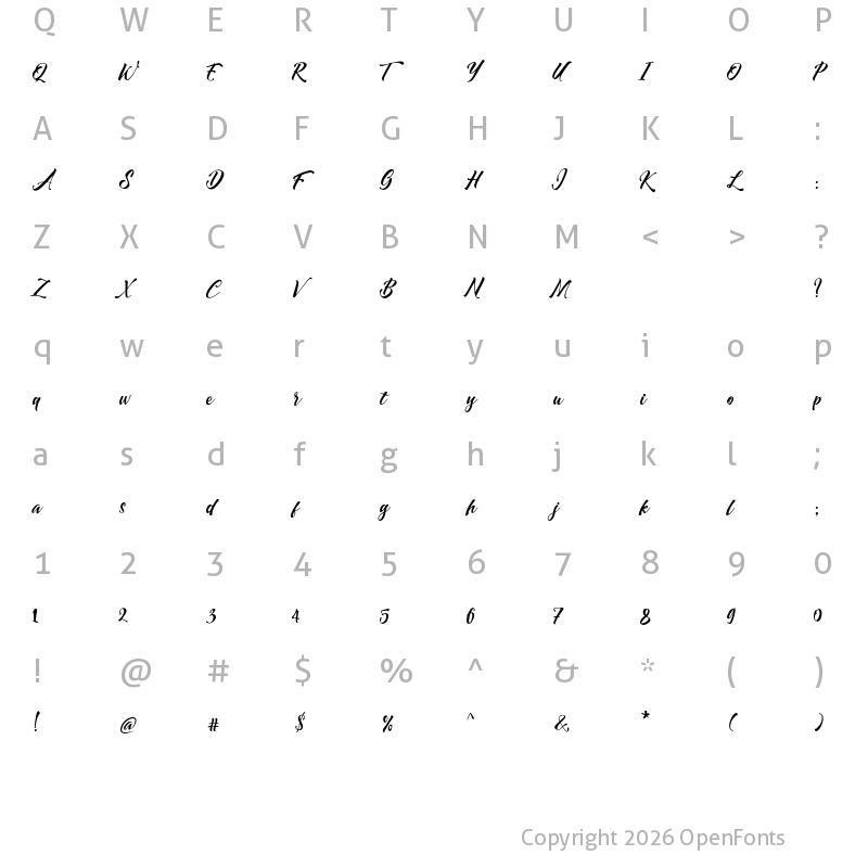 Character Map of Dayden Batemisy Regular