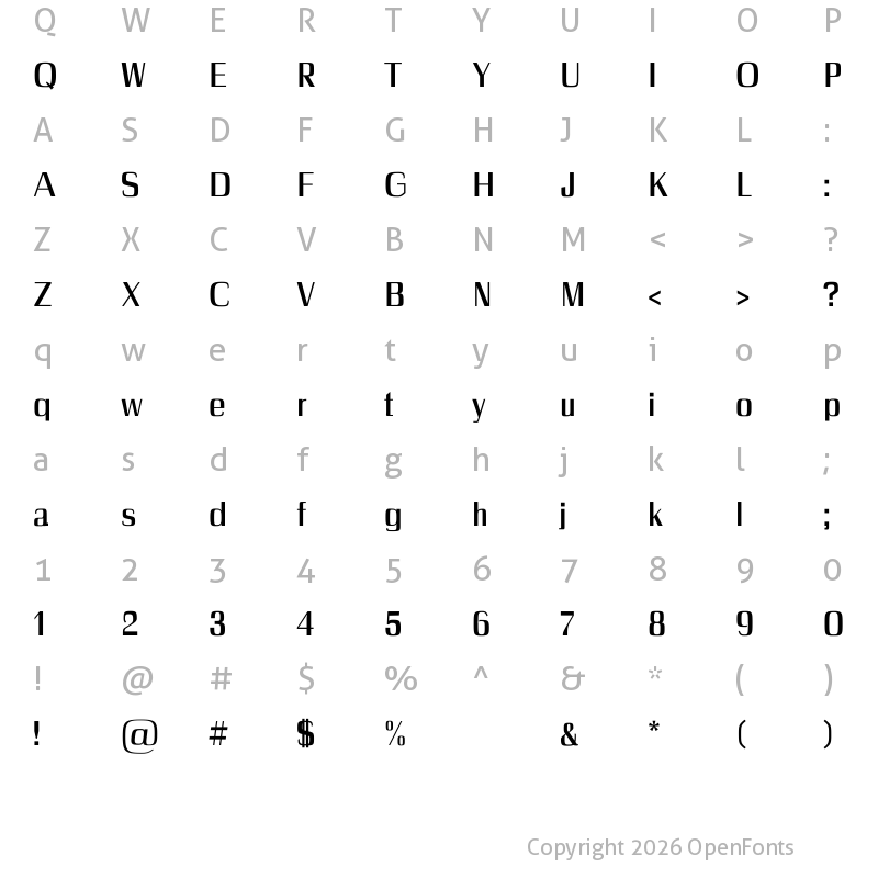 Character Map of Dayleen Bold