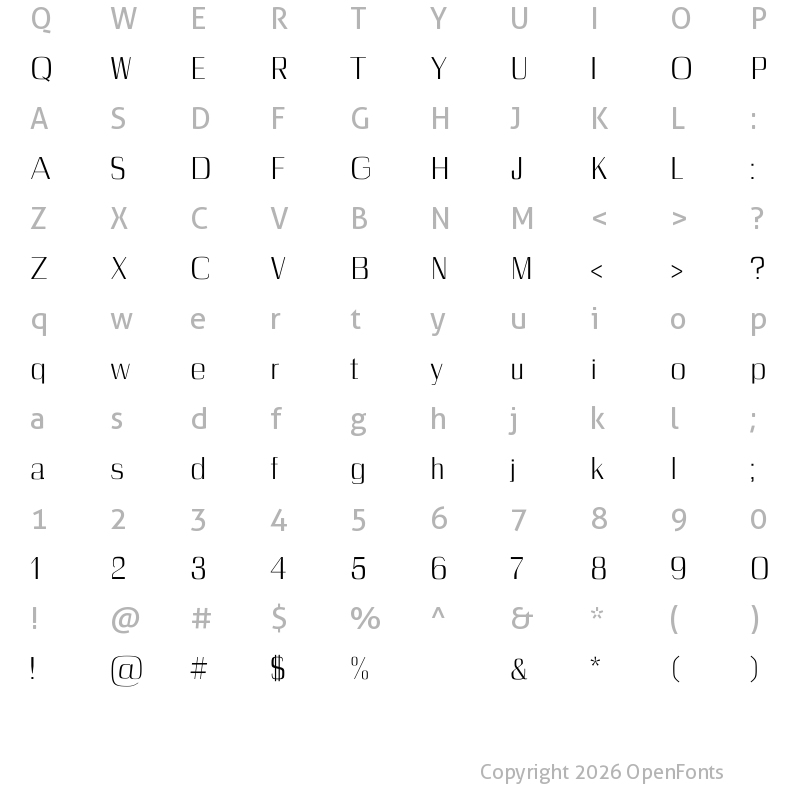 Character Map of Dayleen Regular