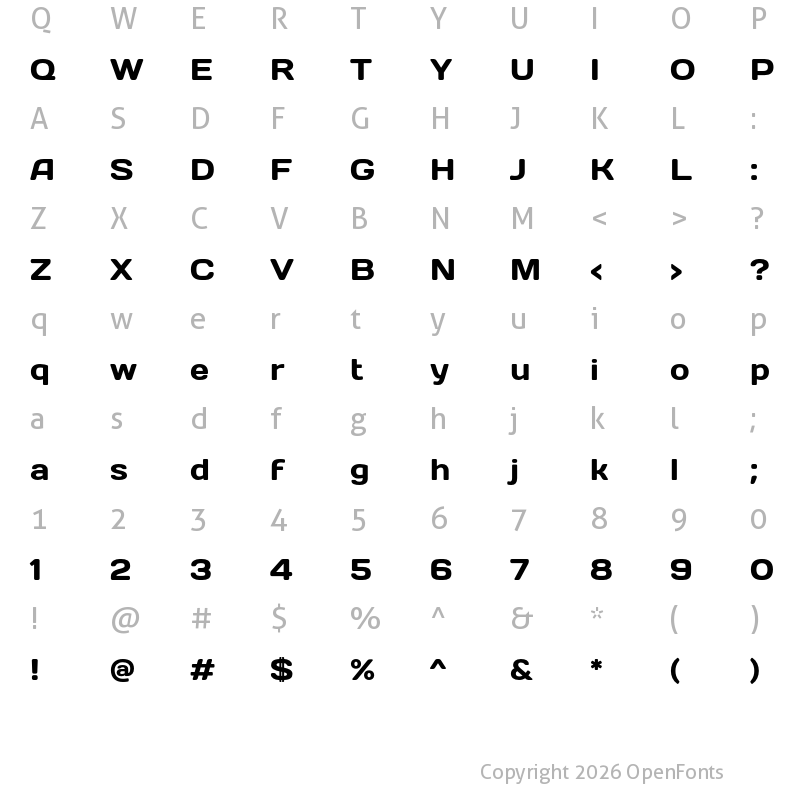 Character Map of Days Regular