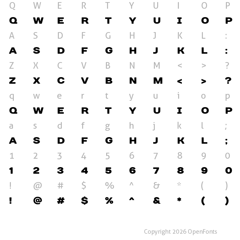 Character Map of Days Sans Black Regular