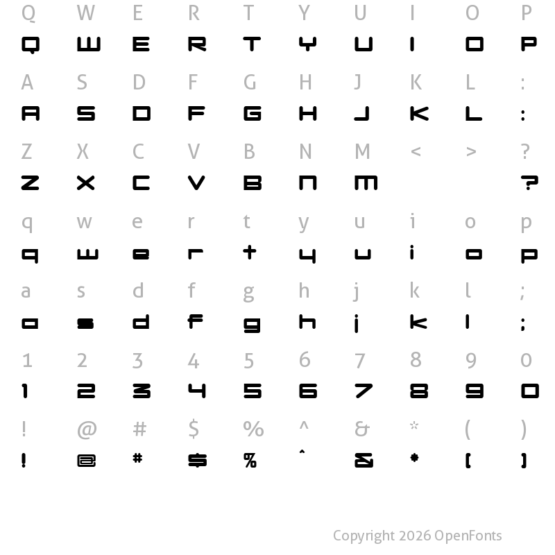 Character Map of DBXLNightfever UltraWide