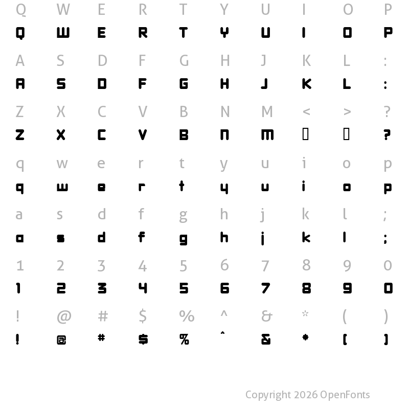 Character Map of DBXLNightfever Wide