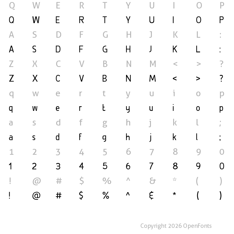 Character Map of De Luxe Regular
