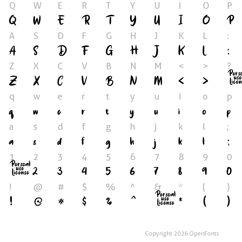Character Map of De Luxious Demo Demo