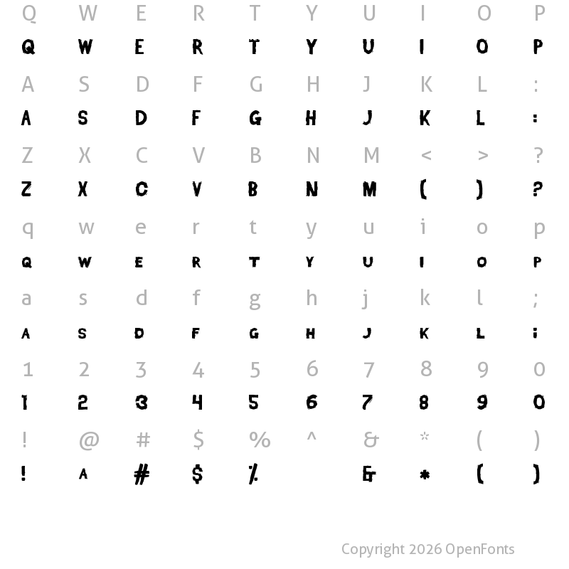 Character Map of Dead Font Walking Regular