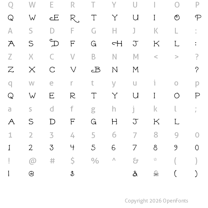 Character Map of Dead Hardy Regular
