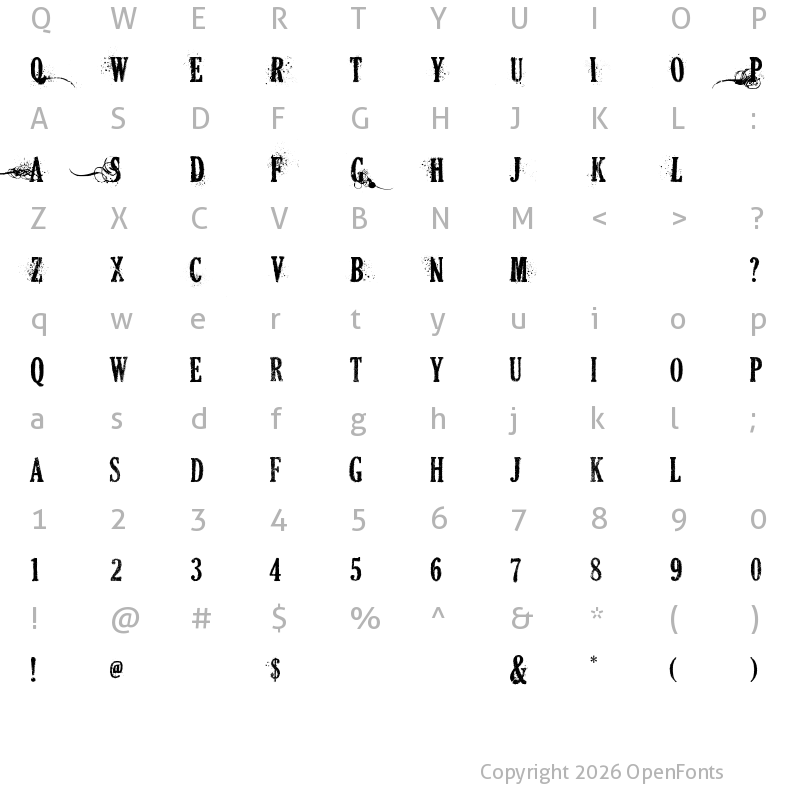 Character Map of DEAD SECRETARY Regular