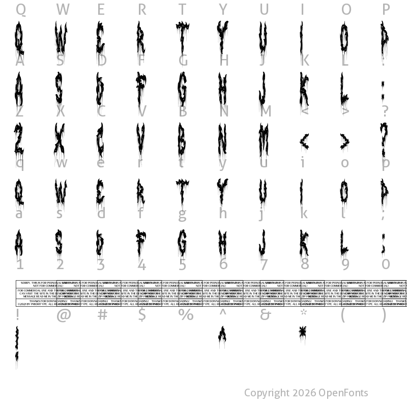 Character Map of Deadwax DEMO Extreme