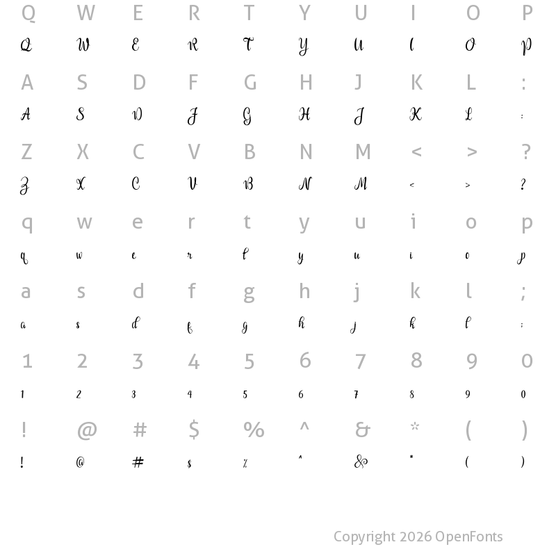Character Map of Dealova Regular