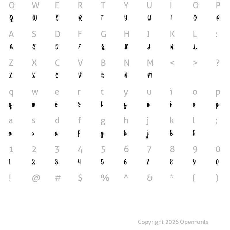 Character Map of Deanita Demo Regular