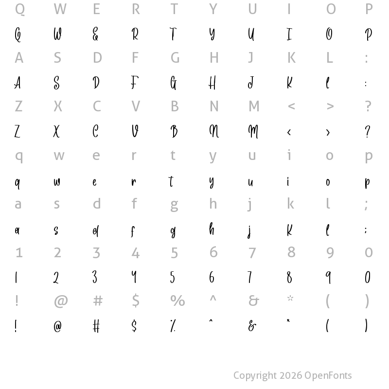 Character Map of Dear Emily Regular