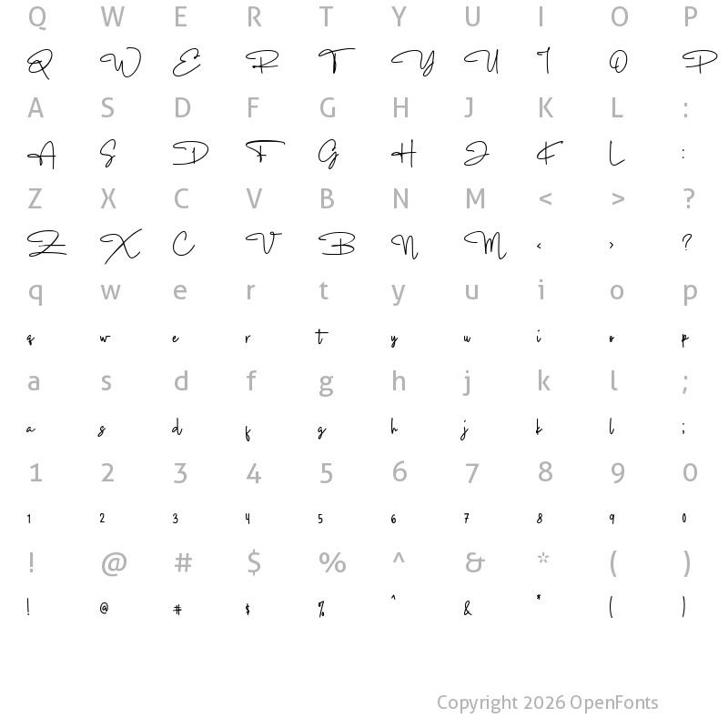 Character Map of Dear Kimberly Regular