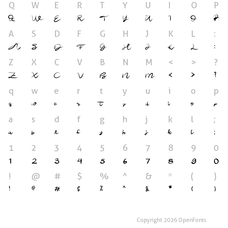 Character Map of Dear My Love Regular