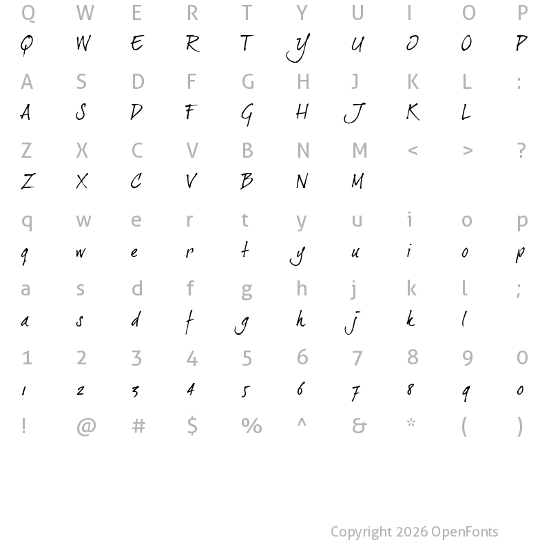 Character Map of dearJoe 2 Regular