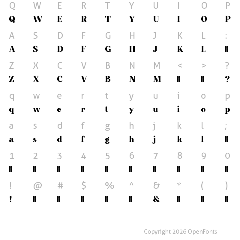 Character Map of DearPonyPersonalUse Heavy