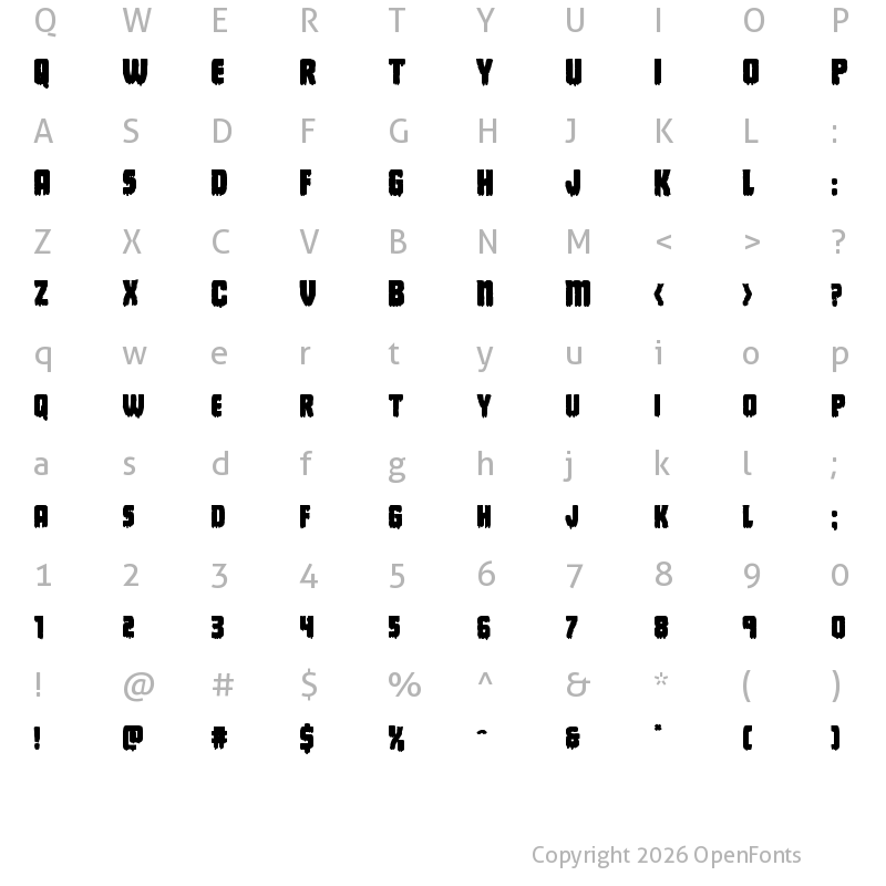 Character Map of Deathblood Bold Bold