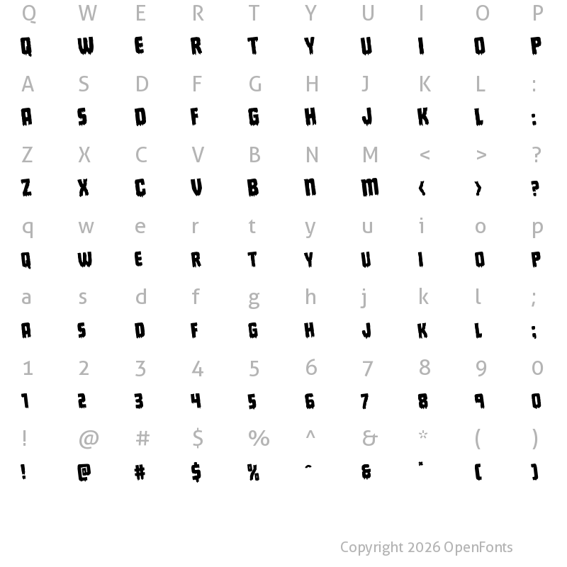 Character Map of Deathblood Rotated Regular
