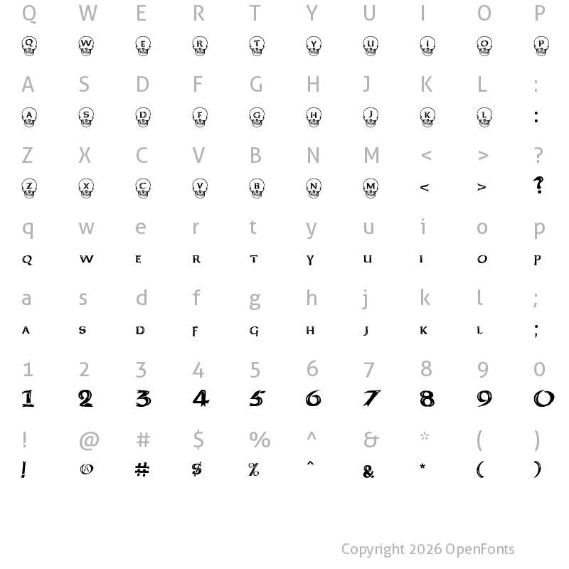 Character Map of Deathhead KeltCaps Regular