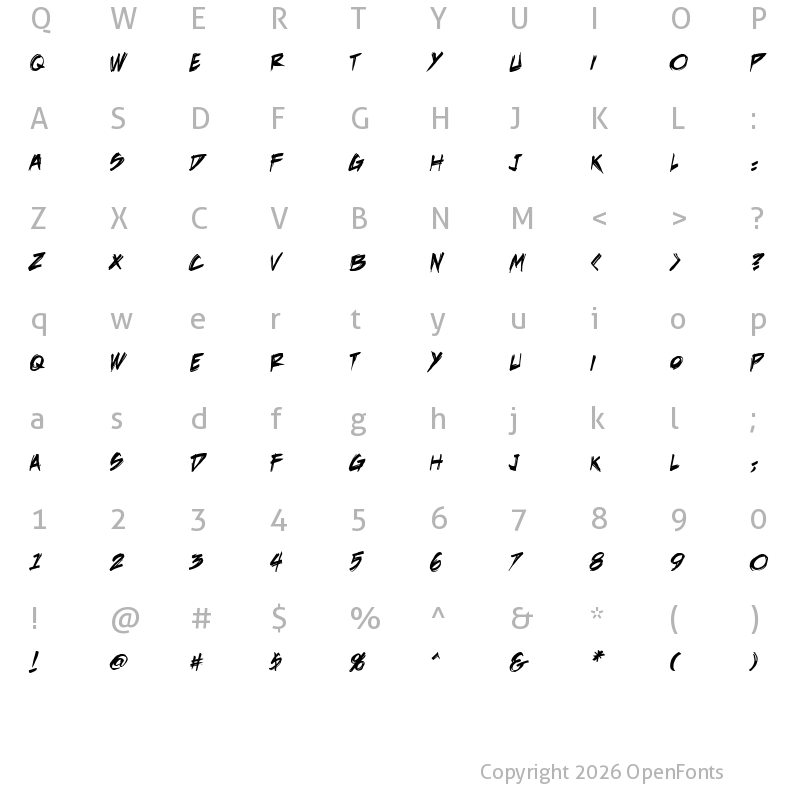 Character Map of DeathRattle BB Regular