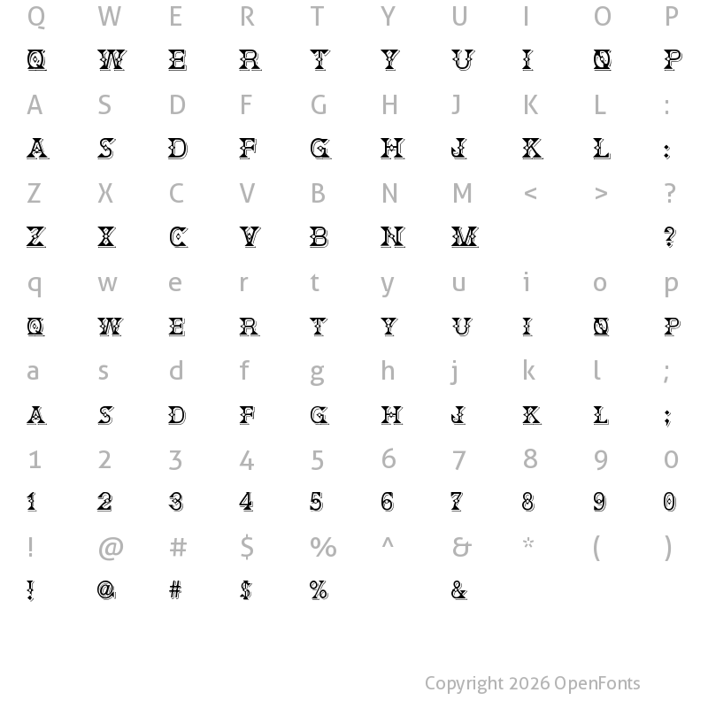 Character Map of Deborah Fancy Dress Regular