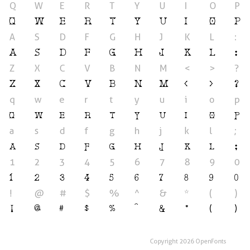 Character Map of Deborah Regular