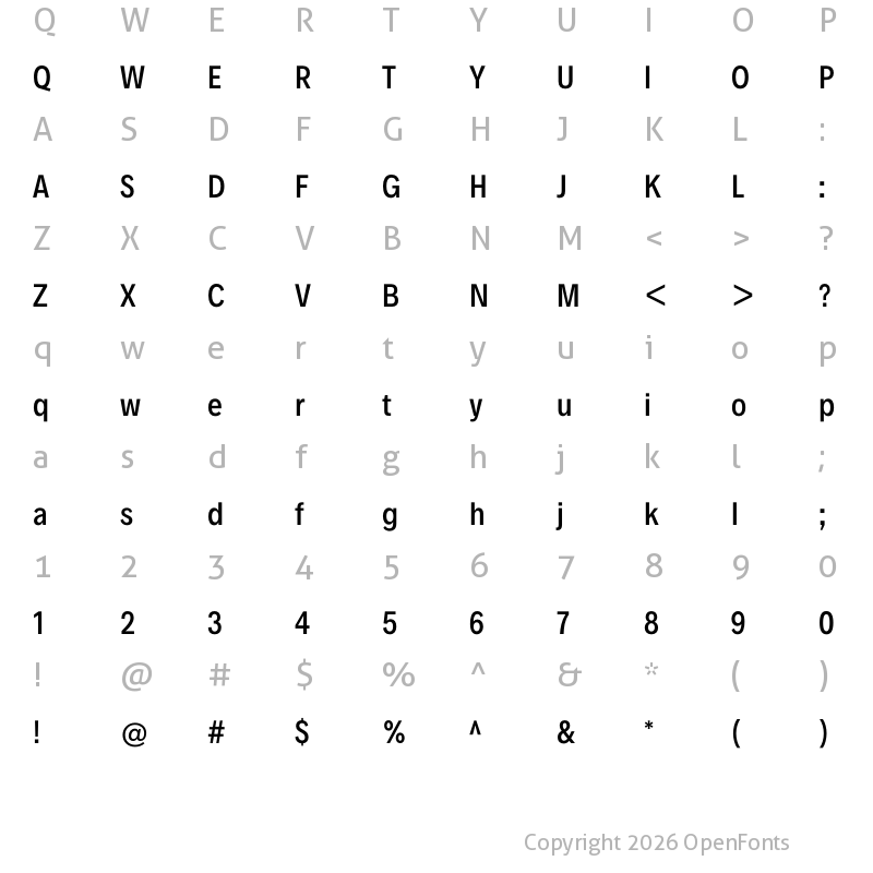Character Map of Decalotype Medium