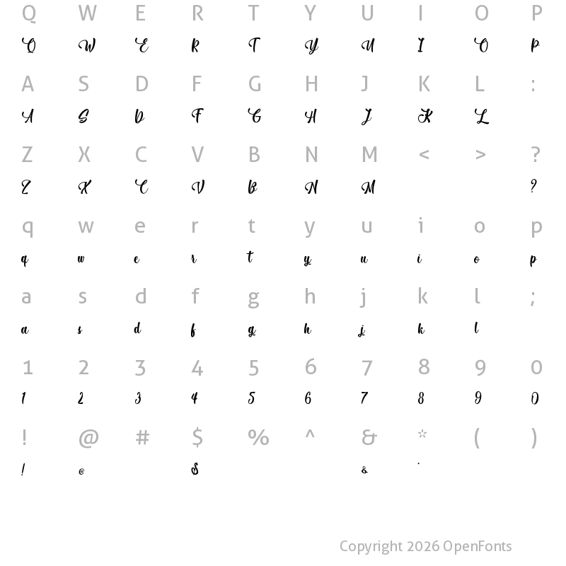 Character Map of December Pastel - Personal Use Regular