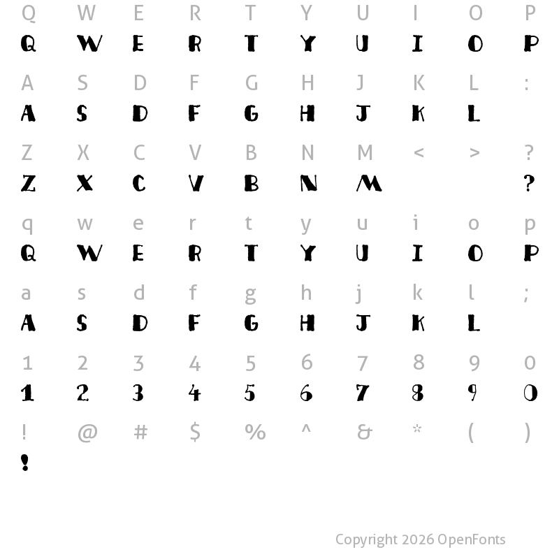 Character Map of Deco Freehand Regular