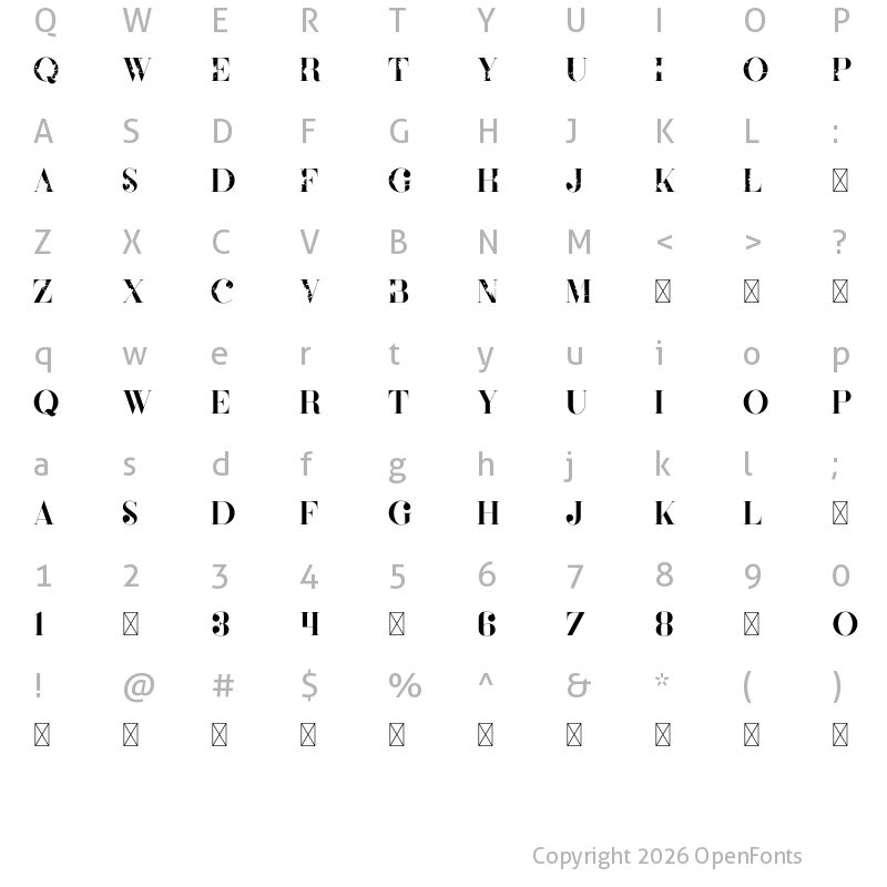 Character Map of Defect VP Demo Regular