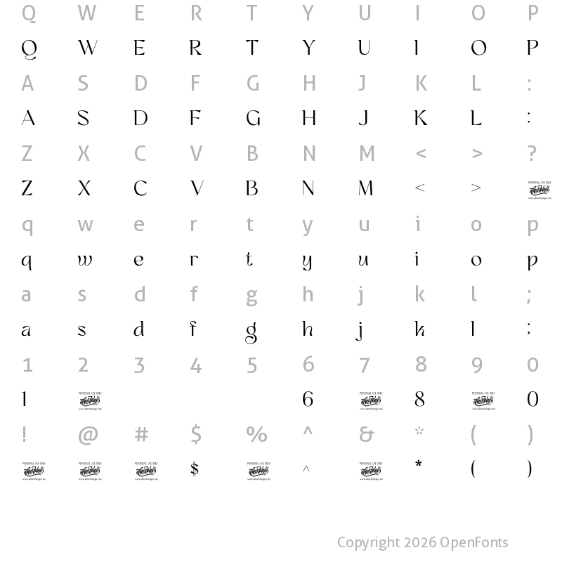 Character Map of Deglion Regular