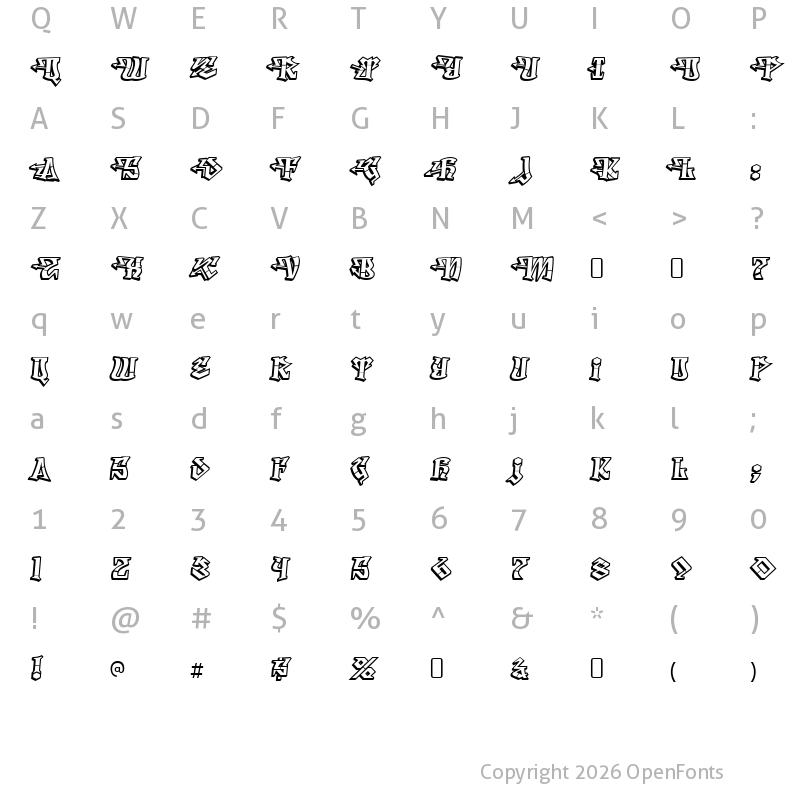 Character Map of Degrassi Regular