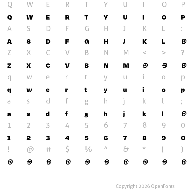 Character Map of Degular Demo Black