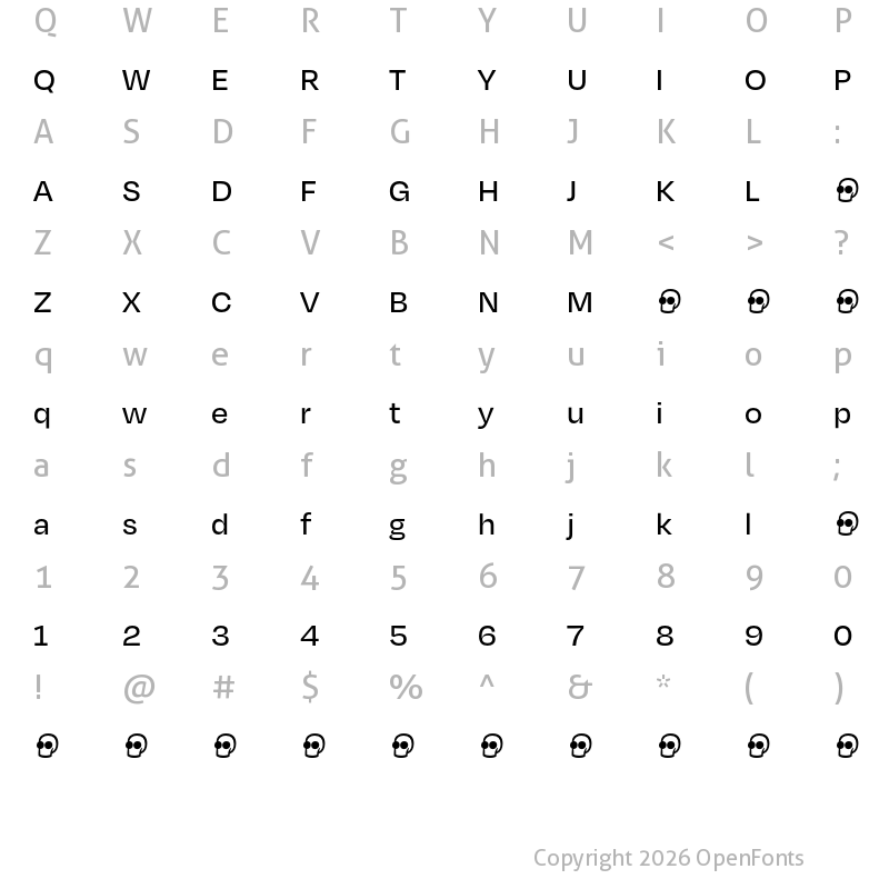 Character Map of Degular Demo Medium