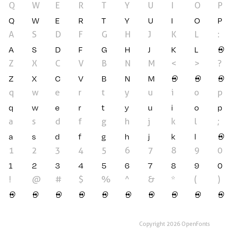 Character Map of Degular Demo Regular