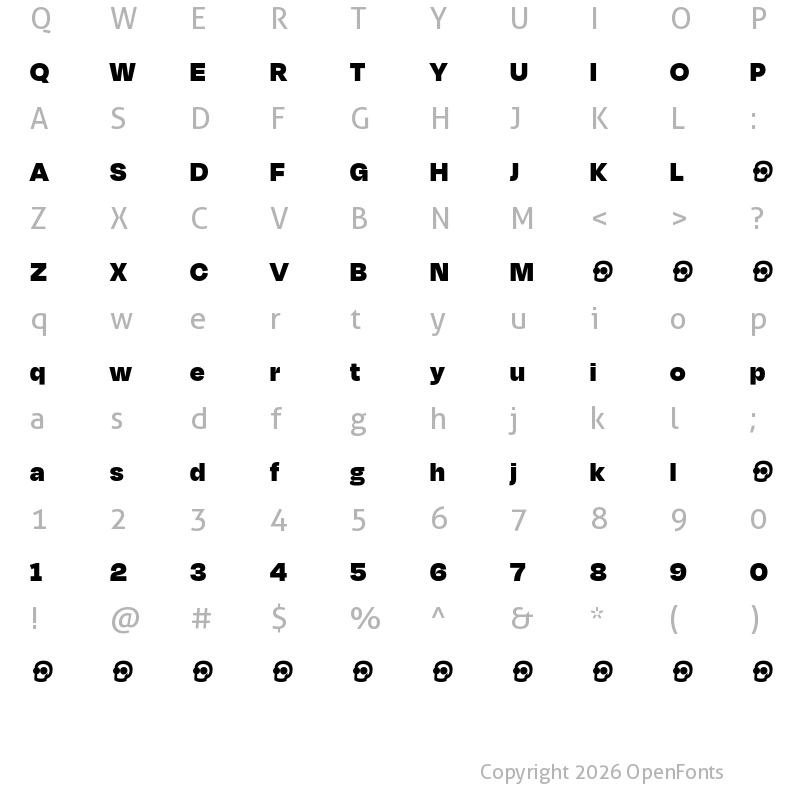 Character Map of Degular Display Demo Black