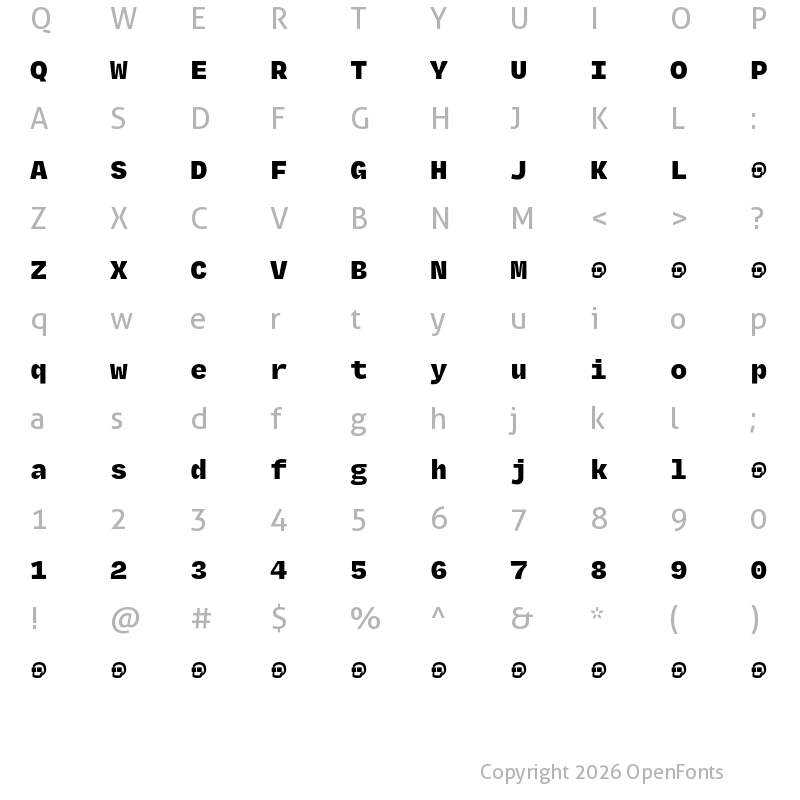 Character Map of Degular Mono Demo Black