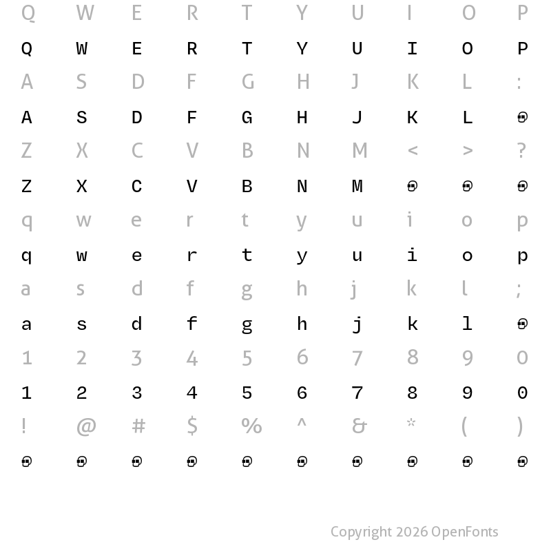 Character Map of Degular Mono Demo Medium