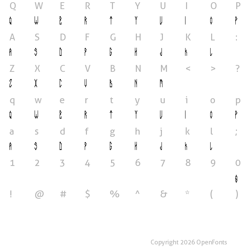 Character Map of DELAROCCA Regular